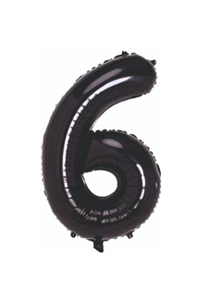 Zanzibar Foil Balloon 6 Number Helium Balloon 76 Cm Black Color - 6 Years Old Balloon - 6 Years Old Balloon -6 Number Balloon