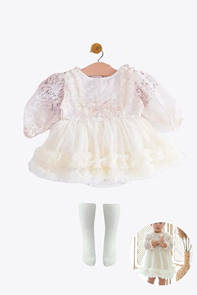 Minytrendy Kız Bebek Bayramlık Özel Gün Yenidoğan Romper Tulum Çoraplı Takım ...