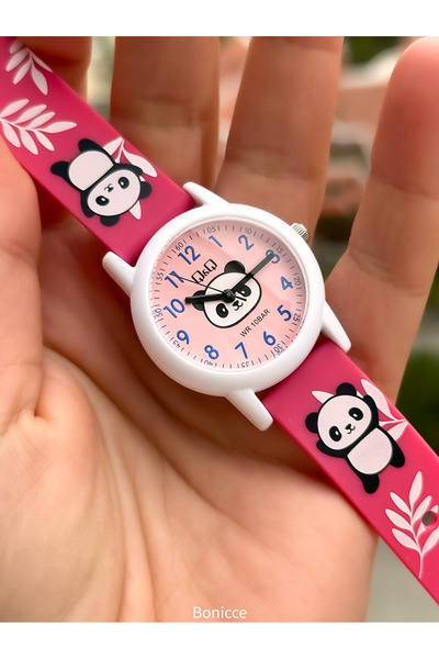 Q&Q 10 Atm, 2 Years Warranty, Pink Silicone Cord Girl's Wristwatch Suitable f...