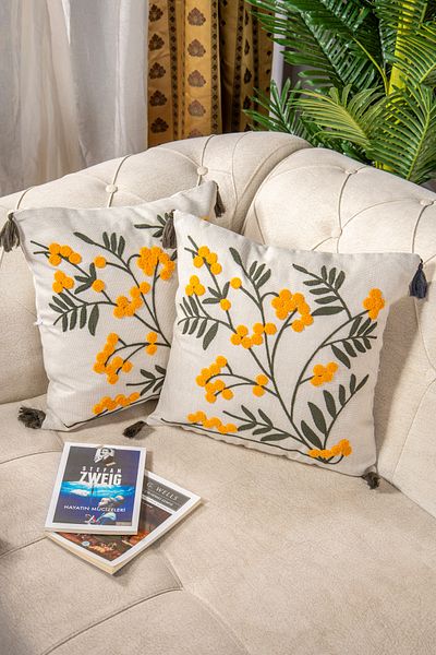 Bade Design 2-Piece Punch Throw Pillow, Decorative Pillow Case (Linen Fabric) with Book Gift