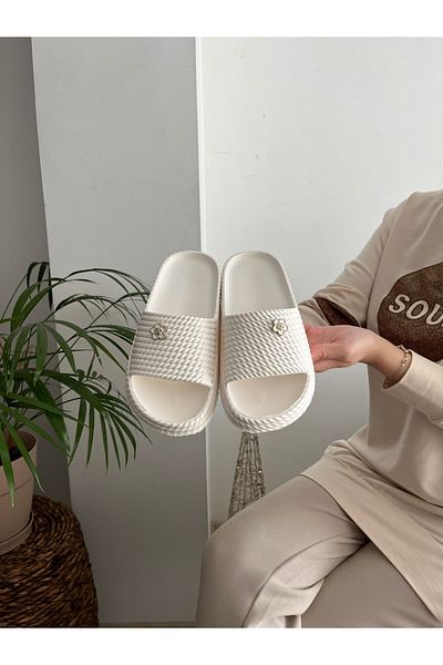 Behtah Kundura 2 Stones Κομψό Σχέδιο Ανοιχτό Μπροστινό Παραλία Πισίνα Κήπος Θάλασσα Καλοκαιρινή μαλακή χοντρή σόλα καθημερινή παντόφλα