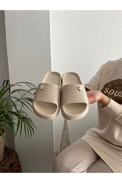 Behtah Kundura 2 Stones Stylish Design Open Front Beach Pool Garden Sea Summer Soft Thick Sole Daily Slippers