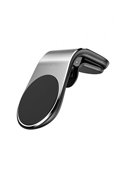 Generic حامل هاتف معدني مغناطيسي للسيارة بمشبك تثبيت صغير - فضي
