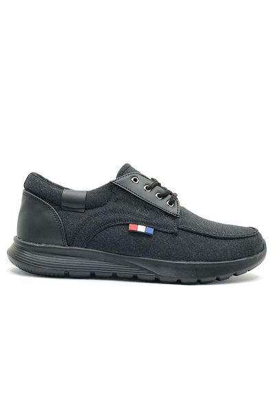 Kocamanlar Ayakkabı Dakırs 020 Sneakers Linen Men's Sports Shoes Black