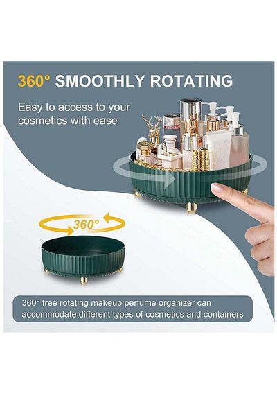 COOYA Turntable Organizer, 360° Rotating Makeup Organizer with Thickened Guardrail