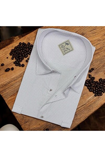 EREN STYLE Pamuk paket belih muških košulja dugih rukava (standardni kroj)