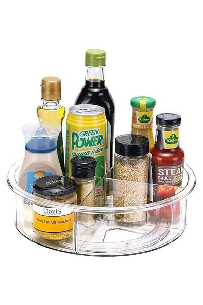 COOYA Lazy Organizer, Turntable Kitchen Organizer 360° Rotating Condiments Spice Rack 30.5x30.5x9.5cm