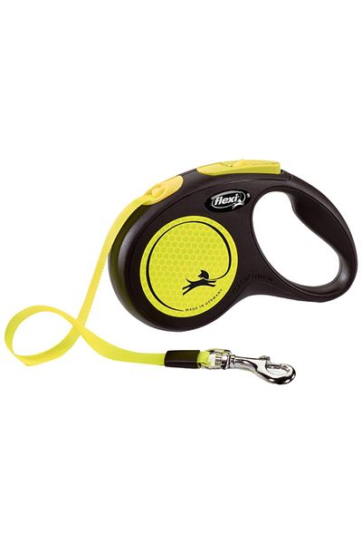 Flexi New Neon M Size Strip Collar Medium 5 Meters Automatic Strip Dog Extension Max 25kg Yellow Strip