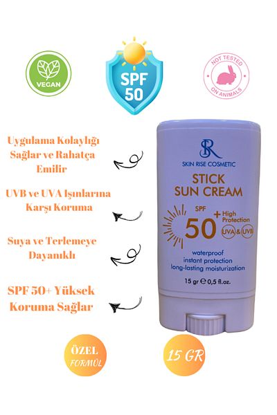 skın rise Transparent Stick Sunscreen Spf50+ High Protection 15 Gr