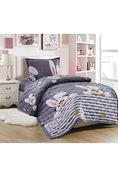 Sleep Night Kids Velvet Comforter Set 3 Pcs Single Size 150 X 200 Cm with bed sheet and pillow case