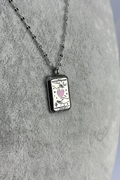 Lynare قلادة فضية اللون لعشاق التارو من الفولاذ المقاوم للصدأ