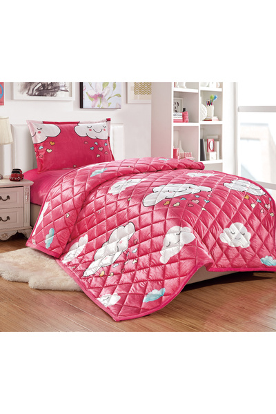 Sleep Night Kids Velvet Comforter Set 3 Pcs Single Size 150 X 200 Cm with bed sheet and pillow case