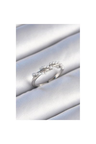 Skygo Brass Silver Color Coiled Pearl Model Women's Ring - Tj-Byk3437