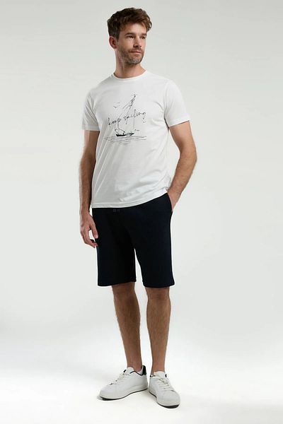 Arnetta Men's White Keep Sailing Printed Short Sleeve Shorts Pajama Set