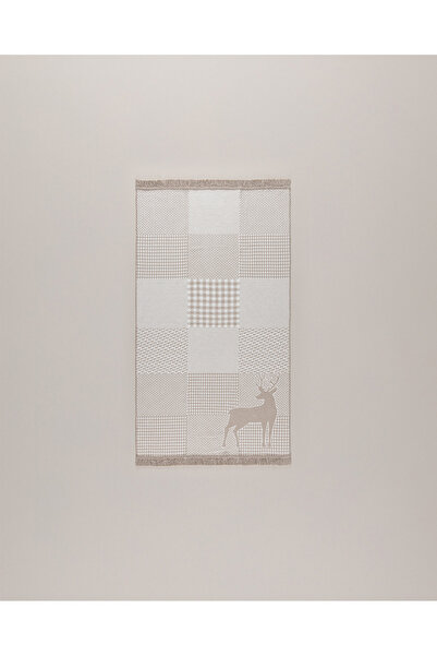 Madame Coco Pétale Pamuklu Saçaklı Dokuma Kilim - Ekru/Bej - 60x100 cm