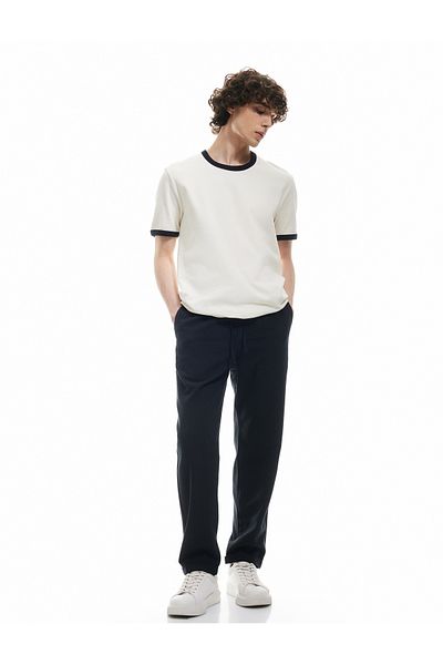 Koton Textured Viscose Blended Chino Pocket Detailed Waist Lace up Trousers