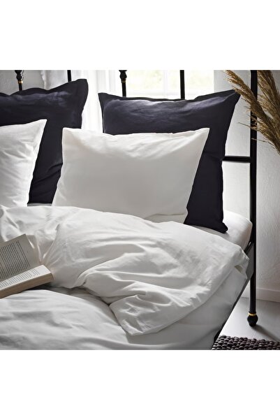 IKEA طقم غطاء لحاف قطني أبيض من دفالا - ١٥٠ × ٢٠٠ سم مع غطاء وسادة | ناعم وجيد التهوية