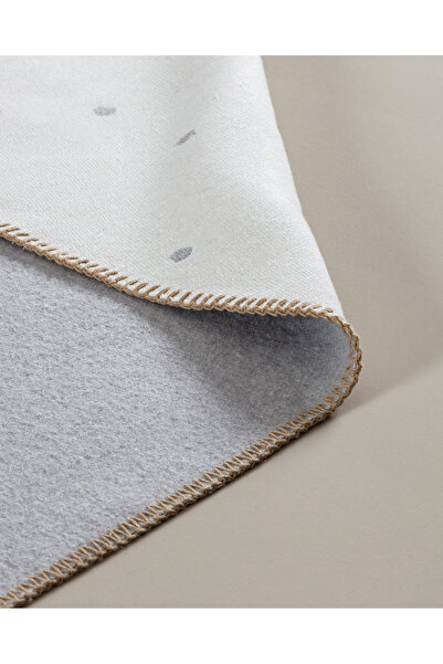 Madame Coco Fougère Pamuklu Saçaklı Dokuma Kilim - Gri/Beyaz - 60x100 cm