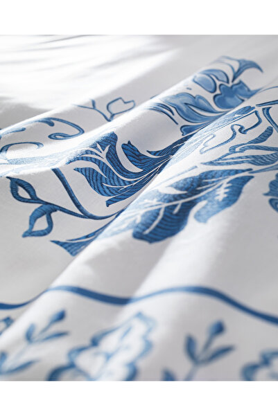 Madame Coco Orlena Çift Kişilik %100 Pamuk Nevresim Takımı - Mavi