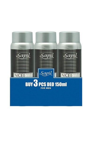 sapil مزيل عرق نايس فيلينج بلاك للرجال 3 × 150 مل