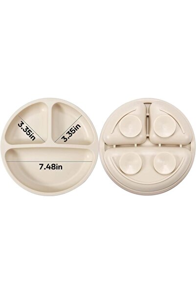 PandaEar 3-Pack Silicone Suction Plates with Cup – Non-Slip, Dishwasher & Microwave Safe (Pink/Lin