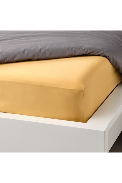 IKEA NATTJASMIN Yellow Fitted Sheet – 80x200 cm | Soft & Breathable Cotton/Lyocell