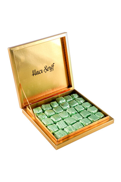 Hacı Şerif Yaldızlı Antep Fıstıklı Krokan Çikolata 650g (GOLD KUTU)