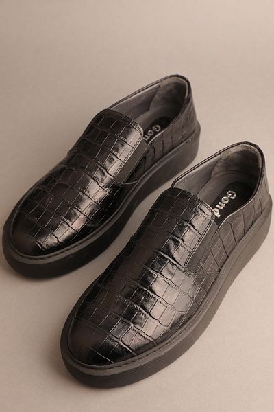 Gondol Ανδρικό Γνήσιο Δέρμα Classic Casual Black Croco 42 Ttx.502