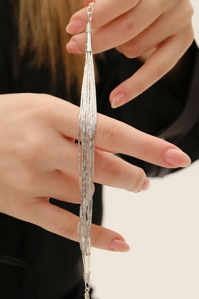 Söğütlü Silver Gümüş özel tasarımlı modern görünümlü 10 sıra likit bileklik SGTL12805GUMUS