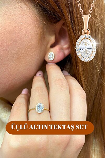 Hepimitu Taşlı Altın Set - 3'lü