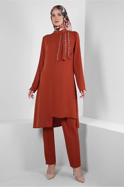 Alvina Stone Asymmetric Cut Pants Set 30315