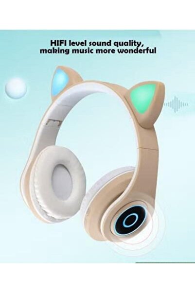 Generic سماعات أذن لاسلكية بتقنية بلوتوث 5.0، سماعات رأس ستيريو قابلة للتعديل، سماعات أذن قطة لطيفة لاسلكية