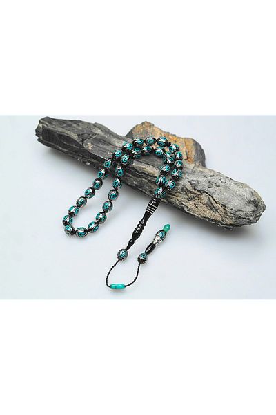 Skygo Oltu Stone and Turquoise Enameled Drop Rosary