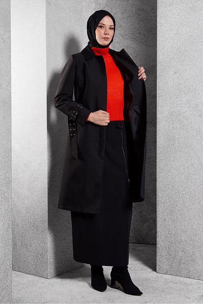 Alvina 10914 Model Belted Trench Coat