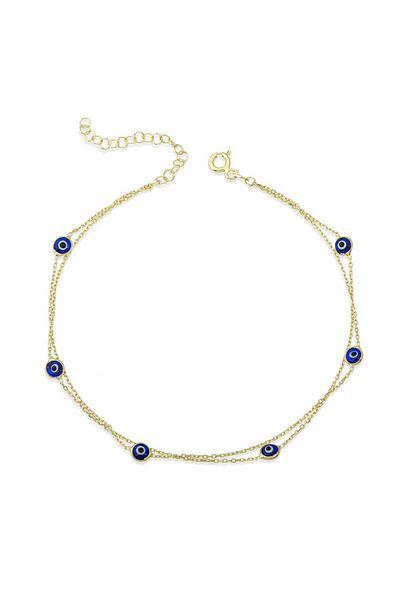 Skygo Silver Gold Double Chain Evil Eye Women's Bracelet