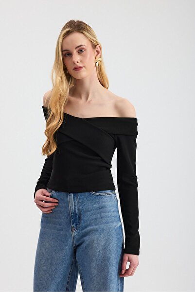 Rays بلوزة مادونا بياقة - أسود