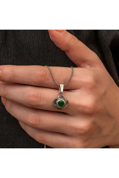 Skygo Silver Flower Patterned Authentic Women's Necklace