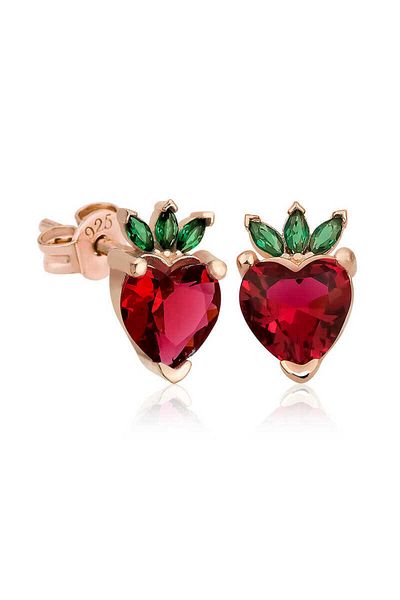 Skygo Silver Strawberry Figure Fruit Nail Earrings