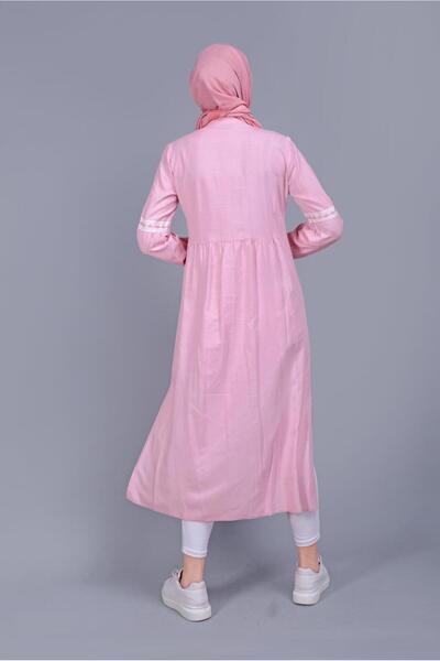 Alvina Embroidered Lace-Up Linen Tunic 40779