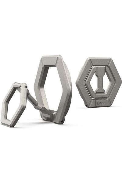 Urban Armor Gear Magnetic Phone Holder Ring Grip MagSafe compatible adjustable Kickstand Titanium