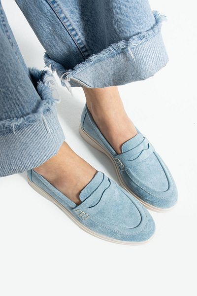 diclepolat Loafer din piele intoarsa albastra - Pantofi casual dama Gabby