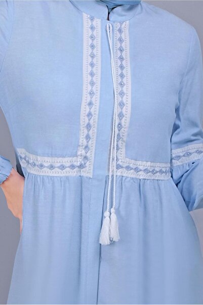 Alvina Embroidered Lace-Up Linen Tunic 40779