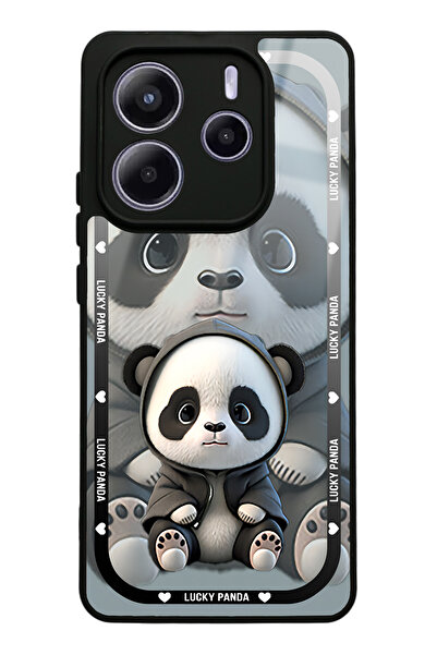 Spoyi Xiaomi Redmi Note 14 5G White lucky panda Tasarımlı Glossy Telefon Kılıfı