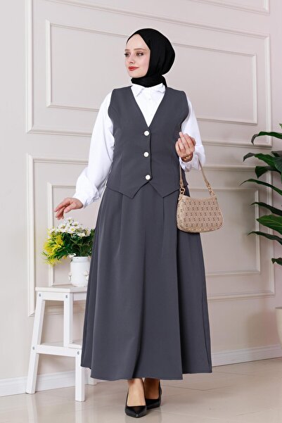 Sevitli بدلة Cemre مزدوجة مع سترة - أنثراسايت