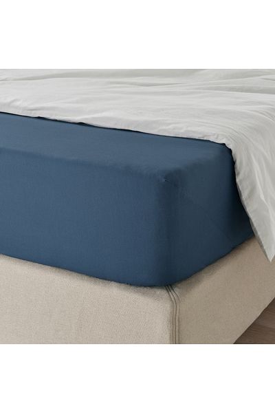 IKEA ULLVIDE Fitted Sheet, Dark Blue – Soft & Breathable, 90x200 cm | IKEA