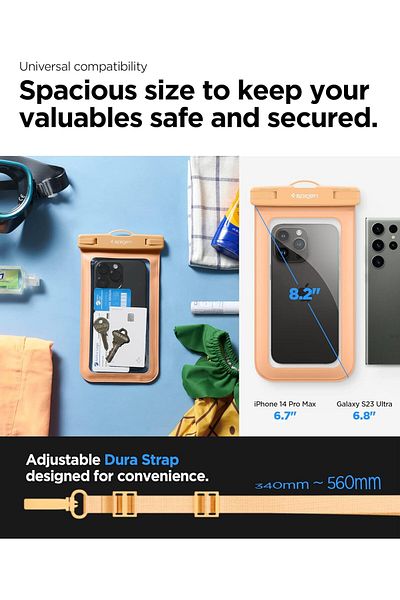Spigen Universal Waterproof Phone case [2 Pack] IPX8 Pouch A601 - Apricot