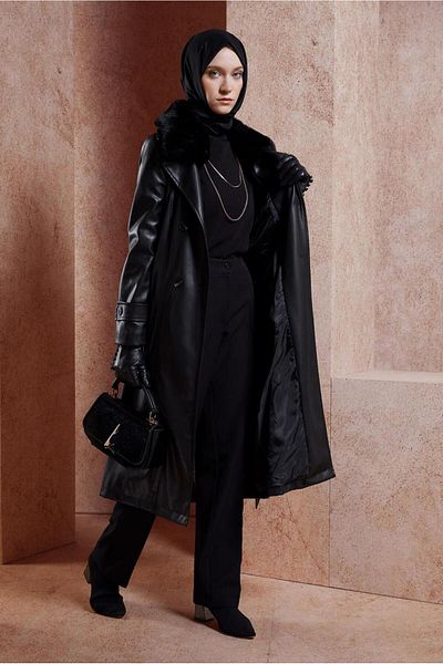 Alvina Birded Cunifier Leather Trench Coat 10908