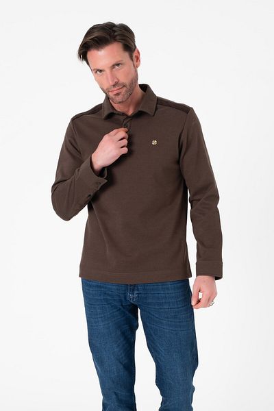 Tony Montana Πολυτελές μονόχρωμο φούτερ Polo με κουμπιά SW-1094