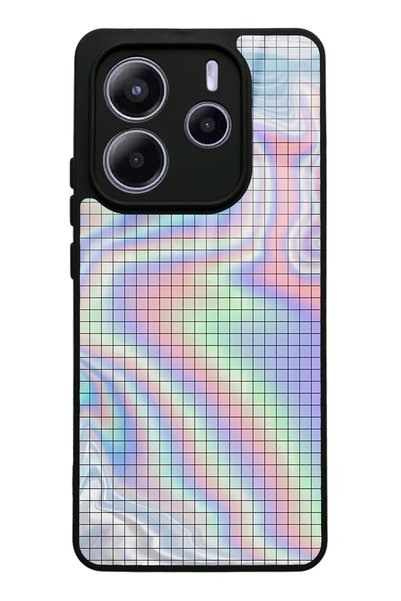 Spoyi حافظة هاتف لامعة بتصميم شطرنج نيون لهاتف Xiaomi Redmi Note 14 5G