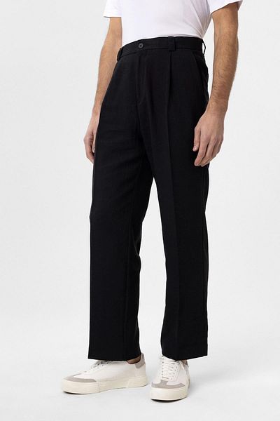 Antioch Black High Waist Linen Blended Men's Trousers